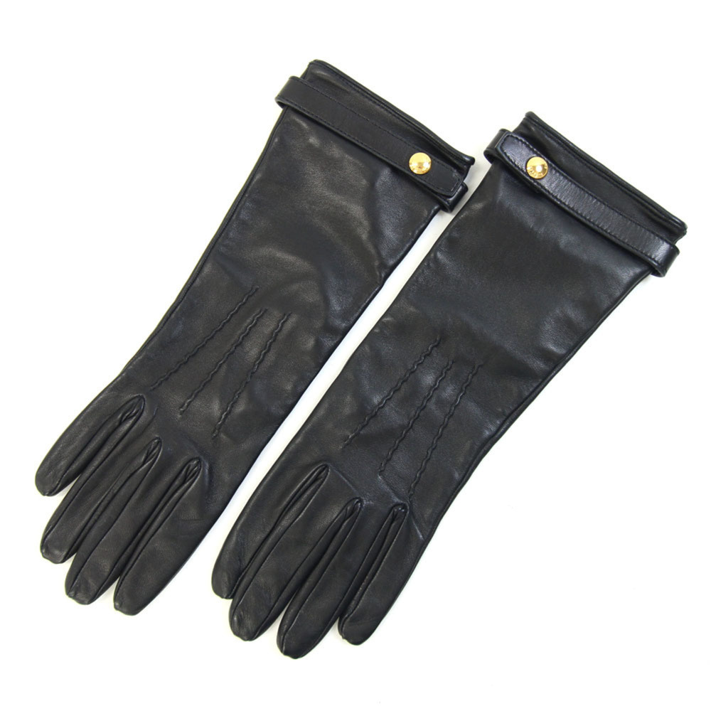 Burberry Gloves 8021800 Black Lambskin Size 7.5 Leather for Women BURBERRY